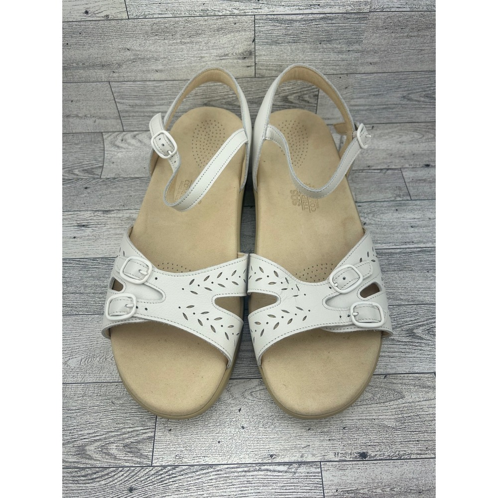 SAS Tripad Comfort White Leather Perforated Wedge Sandals Women Sz 12 W D3617919